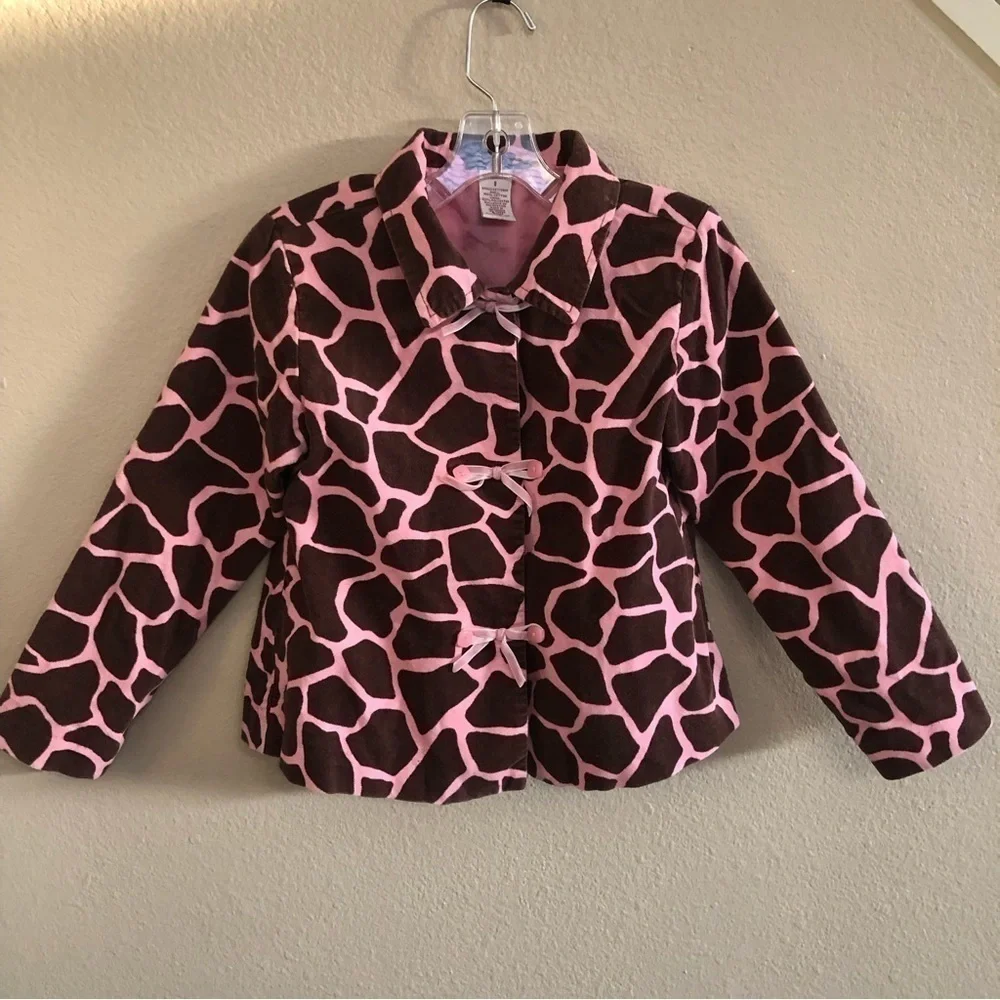 Gymboree Vintage Girls Velveteen Giraffe Club Spotted Jacket Coat Size 8